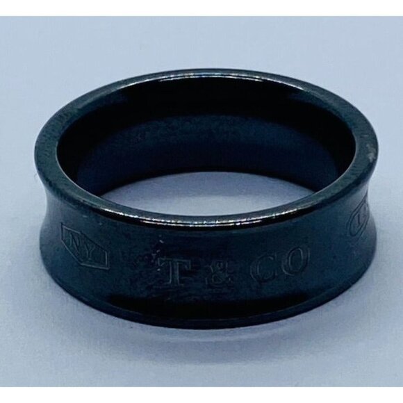 Tiffany & Co 1837 Size 6.25 Wide Band Ring Black Titanium Unisex - Picture 1 of 5